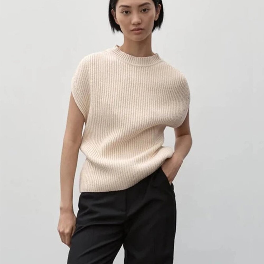 ST. AGNI Ribbed Knit Cotton Sweater Vest